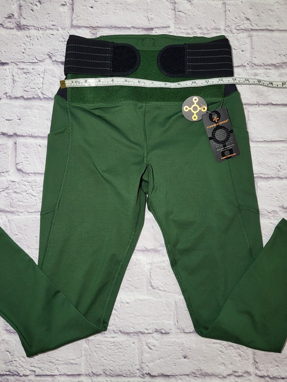 Tommie Copper Adjustable Back Ankle Length Medical Compres Leggings Size S Green